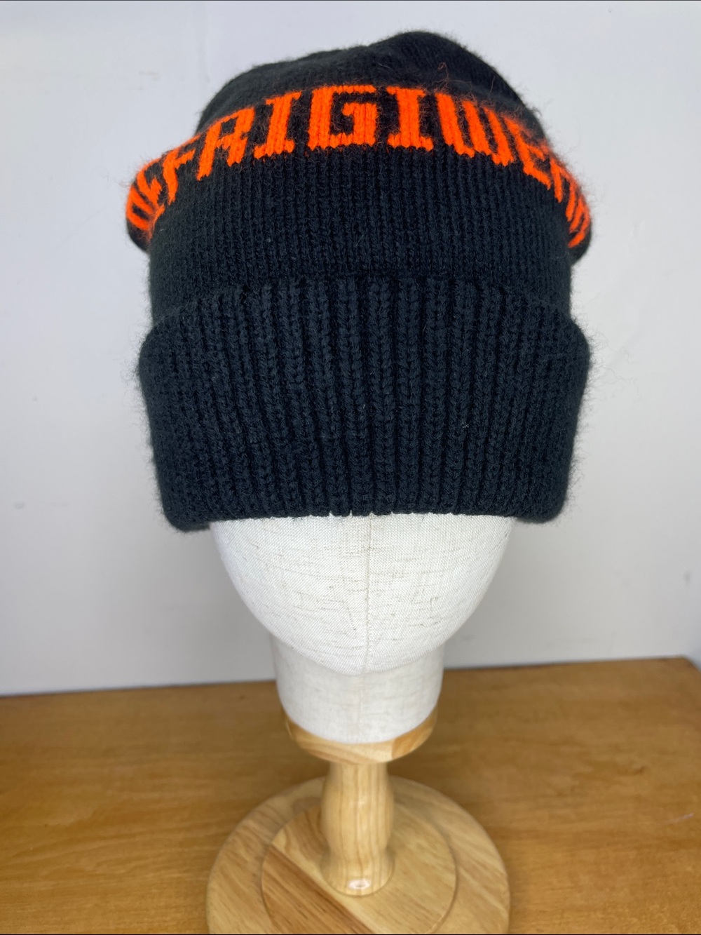 Refrigiwear Black Beanie with Orange Logo Band